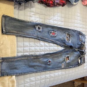 Light jeans with cool patches size 7